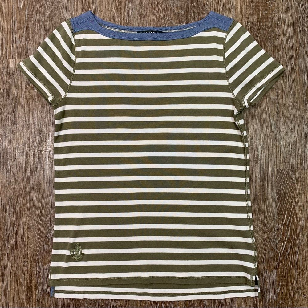 LAUREN Ralph Lauren Stripped T-Shirt Size Medium - Picture 1 of 6